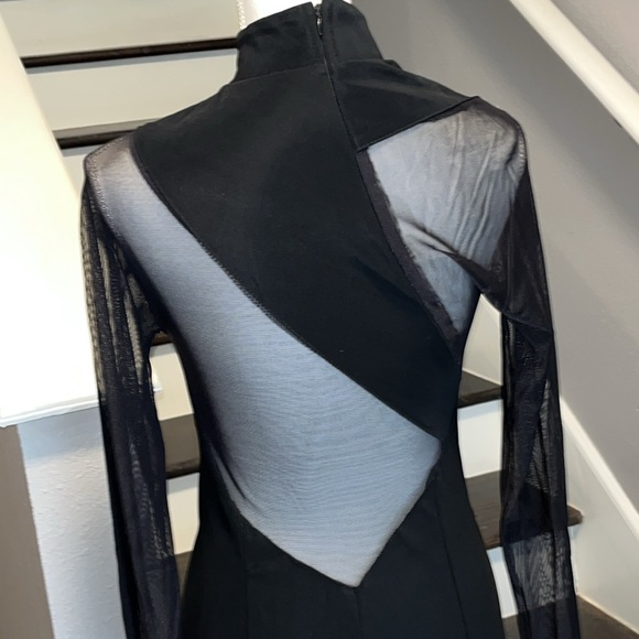 Carabella Head Turning Black Cocktail Dress. Extremely unique  Sheer top. S - Picture 5 of 15
